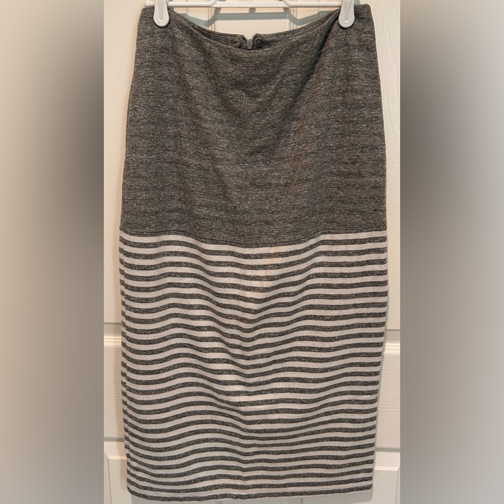 Elegant Charcoal Striped Pencil Skirt
